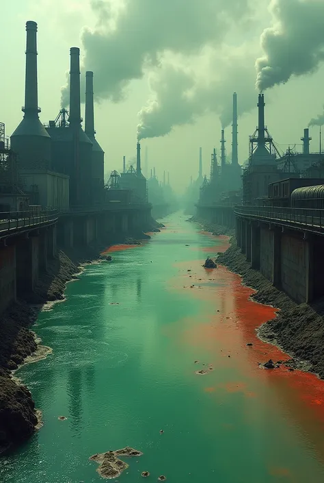 River water pollution from industry but i just want the river color idea