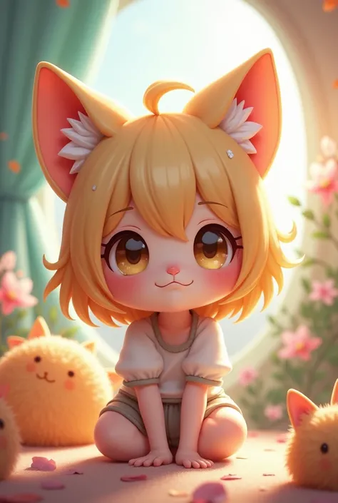 I want create chibi character with cat ear gander female and cute face