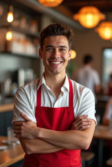  show me a waiter with the following characteristics Human Values Description
Teamwork At Lolos Pizza,  employees collaborate fluidly and effectively ,  sharing ideas and supporting each other .  This value is reflected in a united team ,  with a positive ...