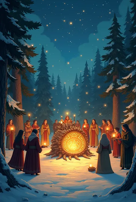 Create a picture that reflects Yule and looks very magical 