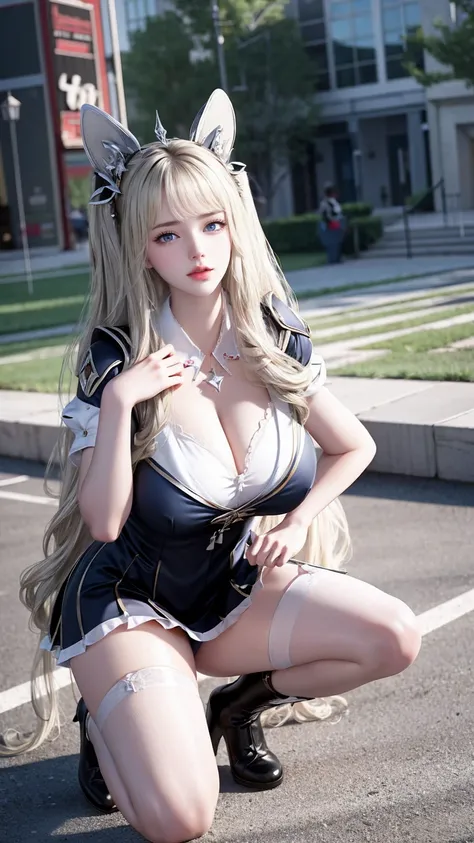 （ very delicate and beautiful：1.2）Supermodel,,huge mature saggy big  , Beautiful Saggy Breasts ,Voluptuous,【 bike shorts 】,,【 3 girls 】,, top quality,  high resolution , 8K,mini skirt, dark blue ruffle sailor suit,Blonde twin tails, Lolita Style ,Bandage o...