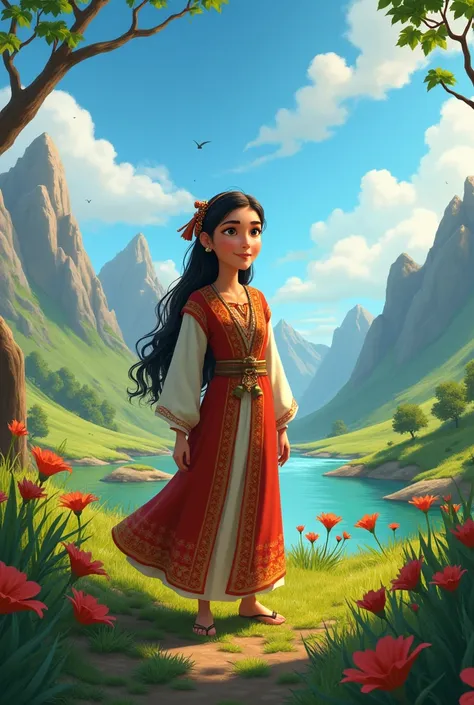 Disney pixar poster with kurdistan a kurdish woman in nature