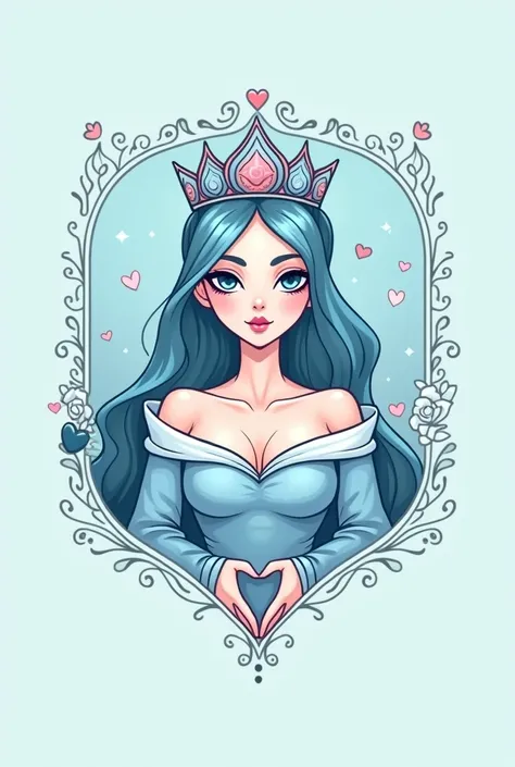 a logo called queen of hearts simple with pastel blue colors 