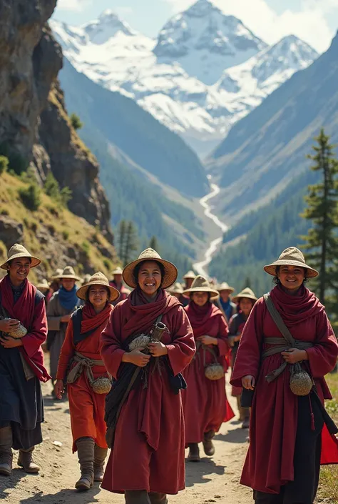 Group of Bhutanese people happily going for Pilgrimage