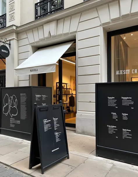  Maison Margiela brand store, with store signs with text "Maison Margiela Paris"