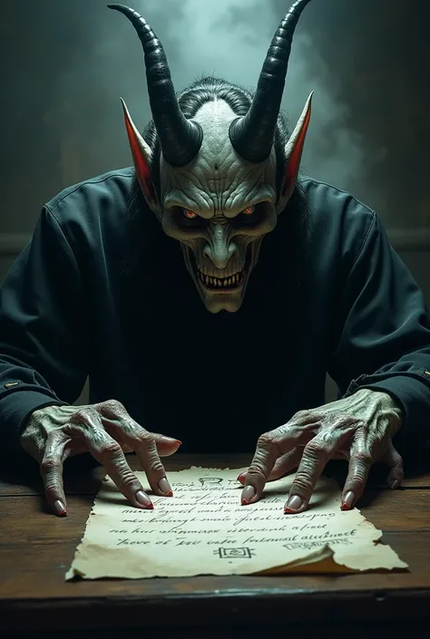 Devil write the letter drawing picture