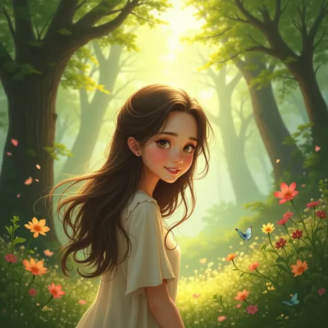 cute girl in the beautifull forest