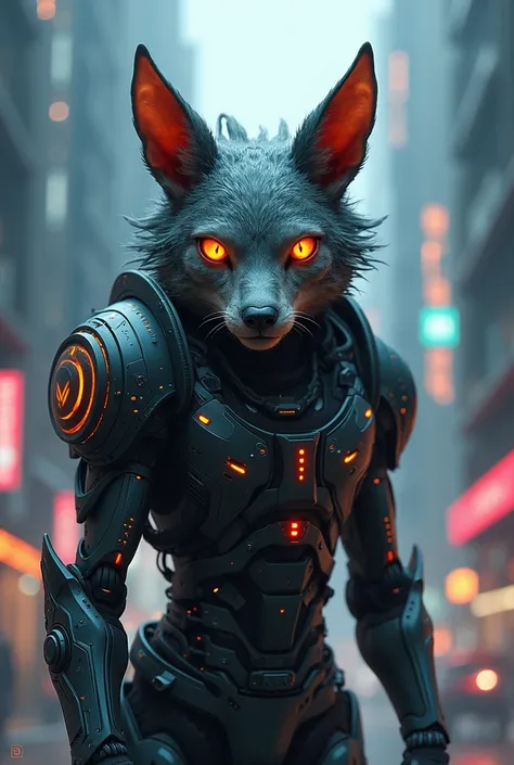 Create a cyberpunk animal portrait