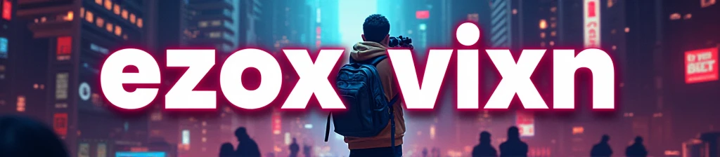 "Ezox Veixn Vlogs" banner,  text, font, in center, a person doing vlogging,