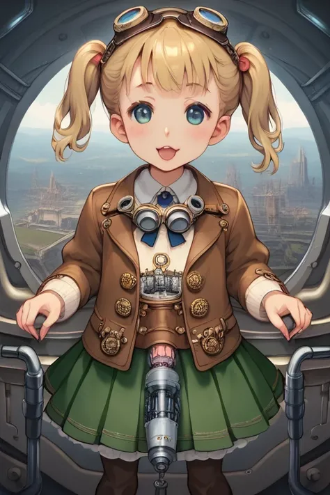 score_9, score_8_  up, score_7_  up, score_6_  up,  Release Volume ,  realism  ,  cute young girl  ，baby face，  twin tails， very short， toddler figure ，  temptation of  figures ， attractive figure ， Steampunk Mechanic Girl ， perfect and detailed face  , ( ...