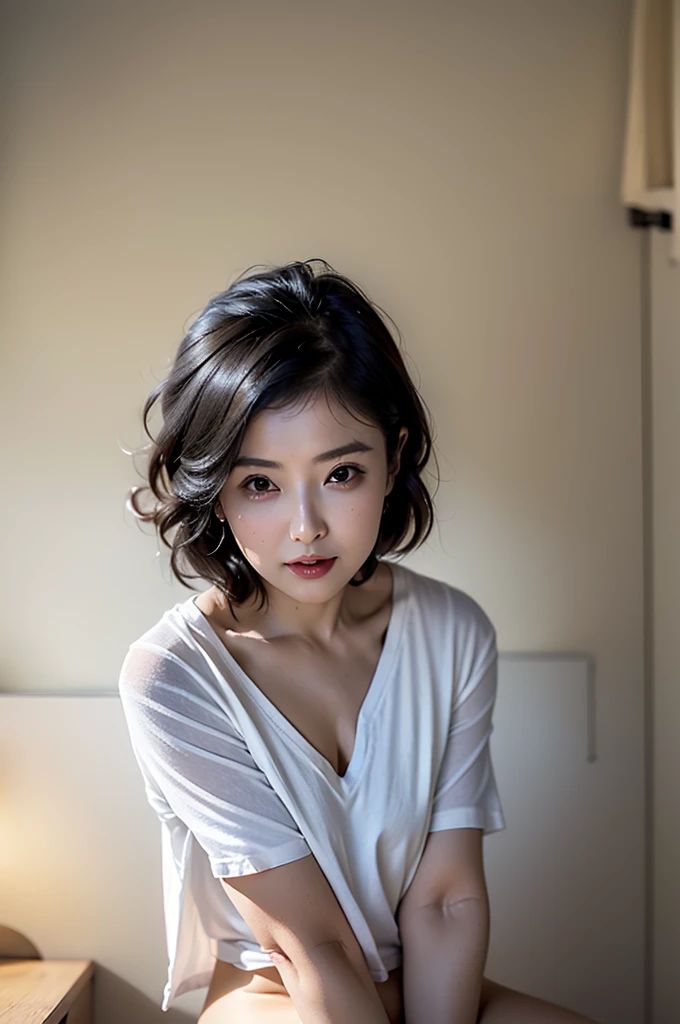 (( top quality)), ((masterpiece)), ( super real ,   Details),  in the middle of the night、 dramatic lighting 、 1 Japanese actress 、nsfw, ((American shot)), By a ultimate professional gravure photographer 、Leica 50mm f1.2, Very intelligent, gentle and elega...