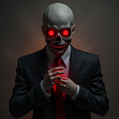 
 Close-up image of a person with a scary face and tying a tie,  Avataroblox ,  Full Red Eyes No Mm Auditory ,  Dark Faceless Man , Dark suit,  Creepy Pasta , , distorted god, faceless ,  With Red Glowing Eyes ,  with glowing red eyes ,  Avatar RPG Symmetr...