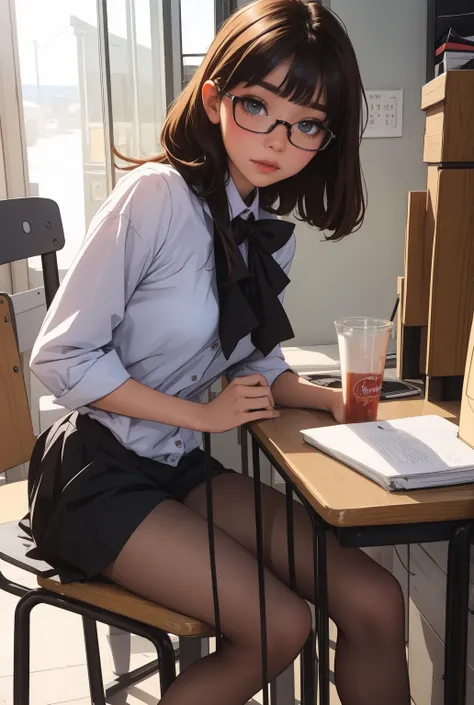 school uniform,Cute girl,Girl with glasses,shy nerd girl with a pornstar body