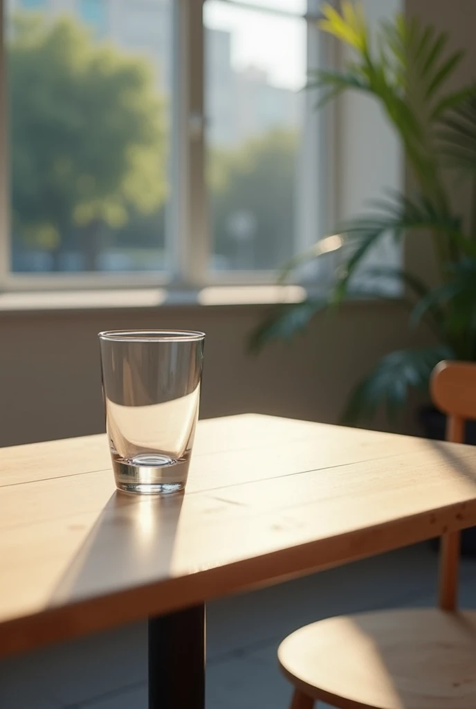 Empty glass on empty cafe table