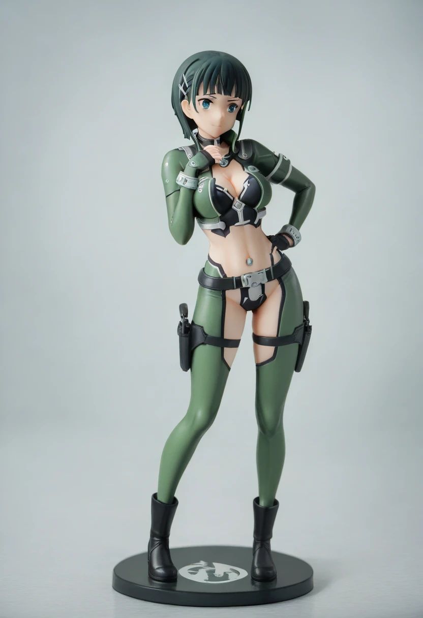 pt，suguha, Figure， glossy black and green coloring near-future survival game reverse bodysuit with lots of exposure ， indicators that light up everywhere on the bodysuit  ,女の子の Figure ，suguha，breast，Belly button， stomach are exposed， cleavage，Lower abdomen...