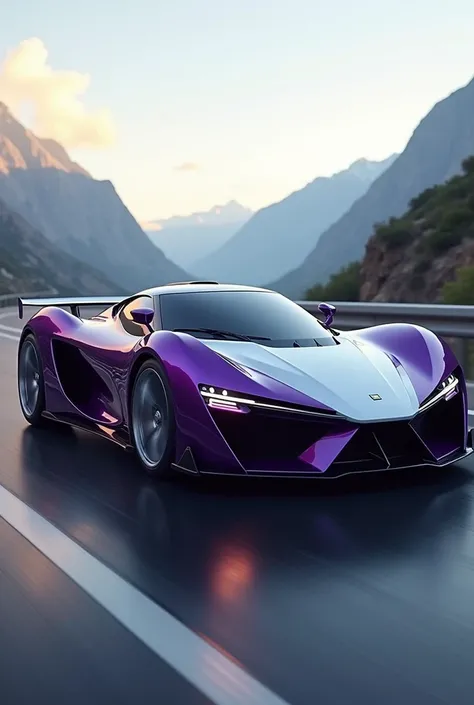 Cesco two-tone metallic purple and ivory white supercar sports car