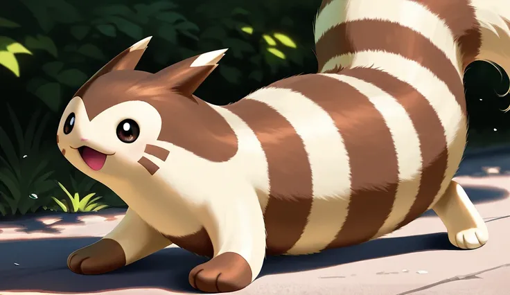 Furret, Pokemon, top quality, Letting out a shriek, realistic