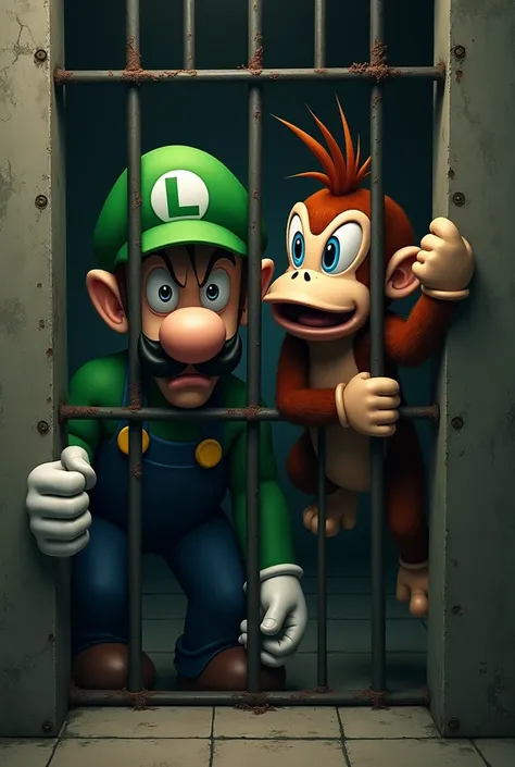 Luigi and Diddy Kong in prison together from Nintendo