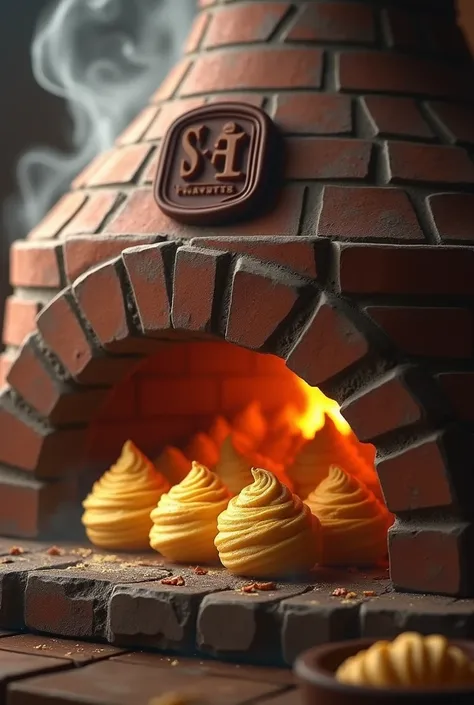 Tornado potatoes , bricks oven, smoke , roll bites logo on top .