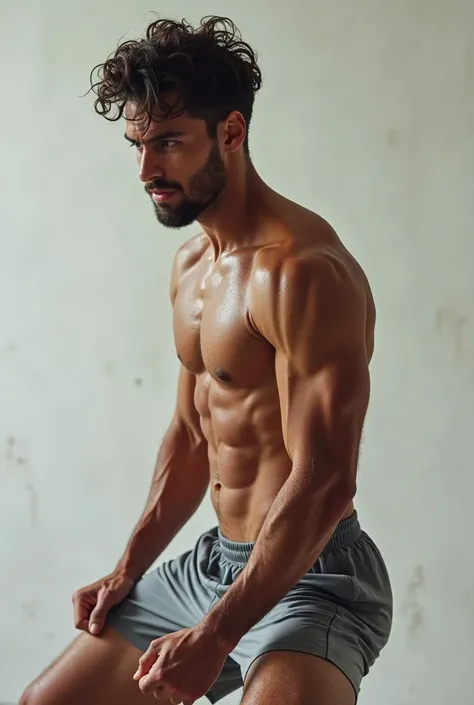 Pablo gavi doing a hollow body hold shirtless