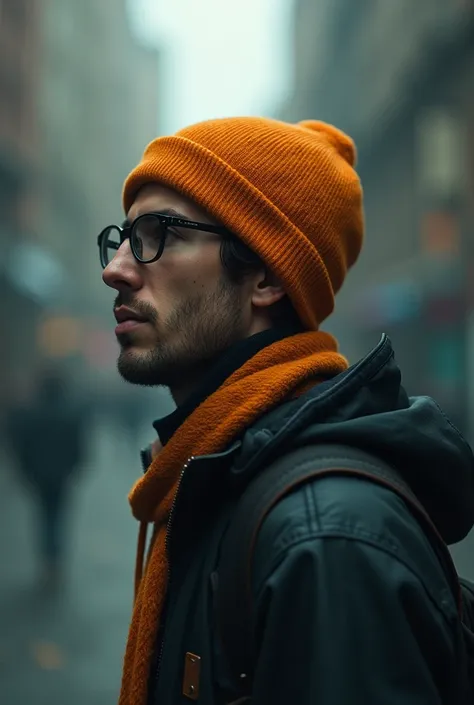 Le grand péché du monde moderne c’est le refus de l’invisible avec un homme blanc de trente ans portant un bonnet orange et des lunettes