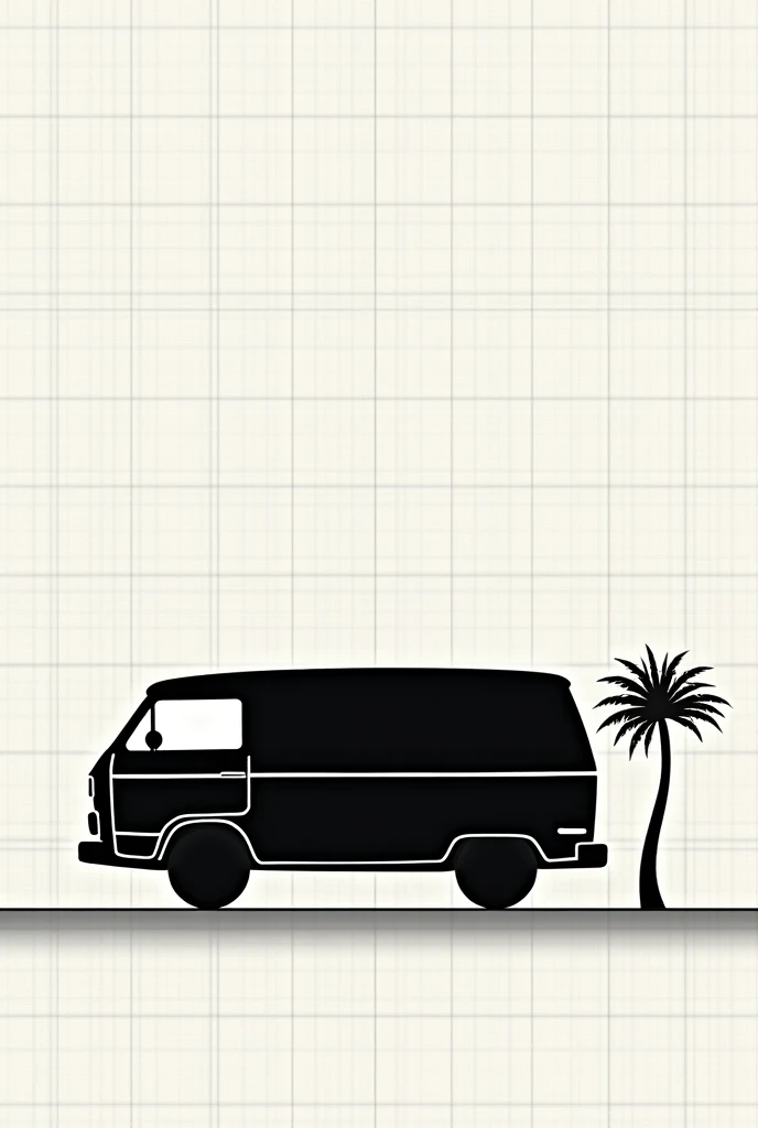 Create an image of a California Beach van silhouette drawn on graph paper,  from the front and it has to be the newest model, it has to be a simple drawing 