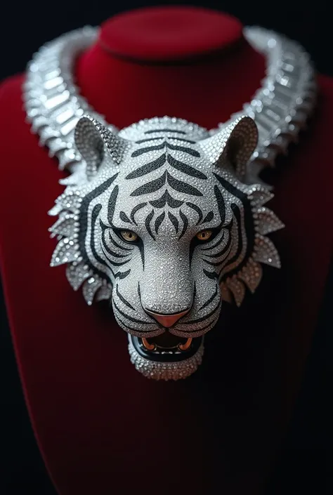 A diamond necklace in the shape of a tiger