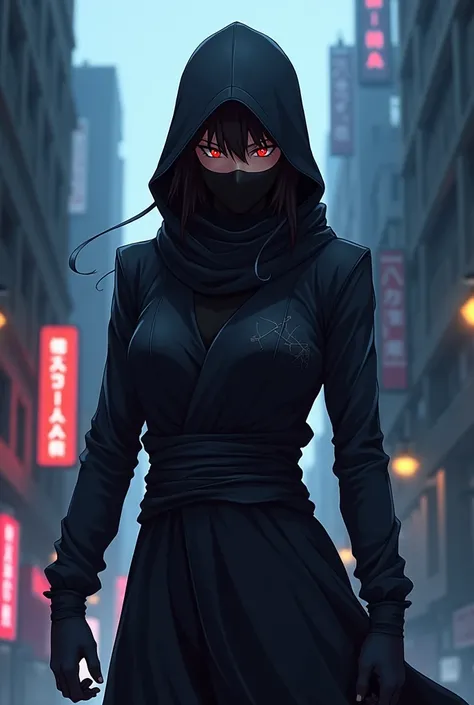 Make an anime-style ninja with red eyes