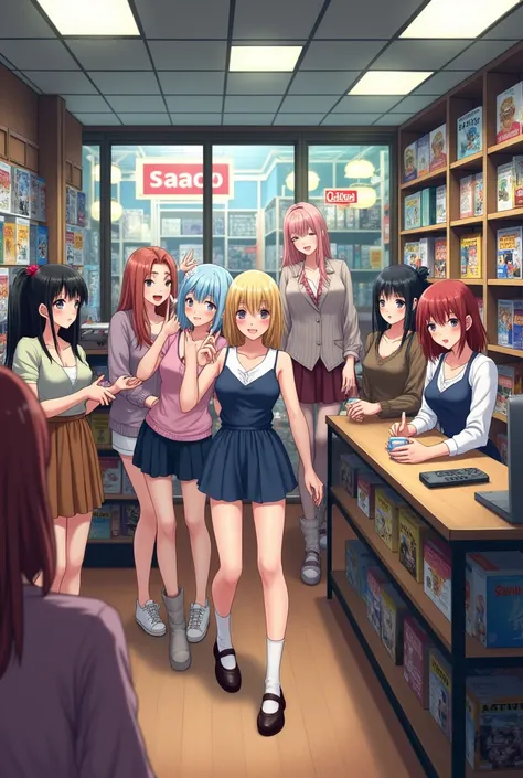 Women a lot of costumers  store shop anime  adult gsme store