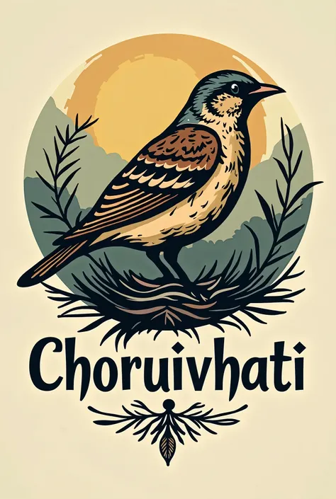 "This is a music band. The logo will feature symbols of a Baya weaver bird or a sparrow. The text Choruivhati should stand out prominently."

