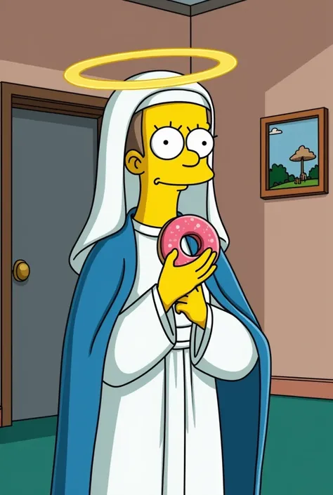  Virgin Mary, The Simpsons style, Eating a donut