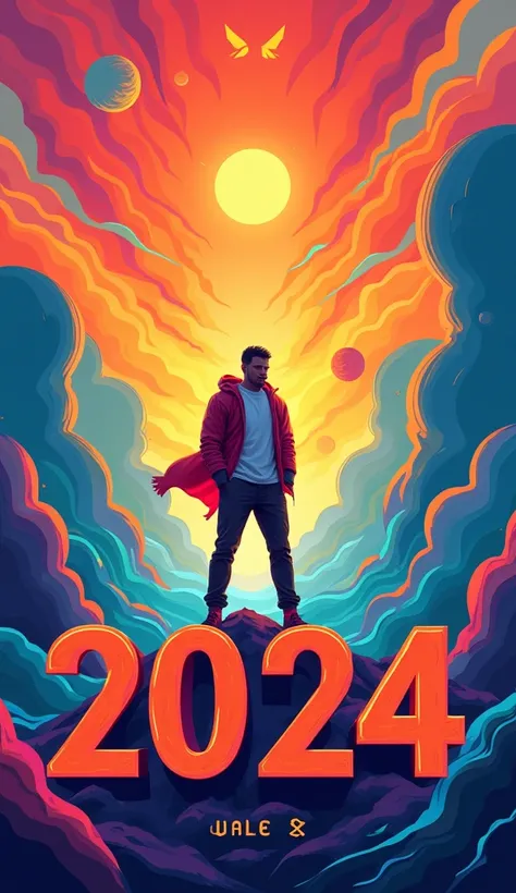 Create a year-end poster design depicting hope and passion for 2024.