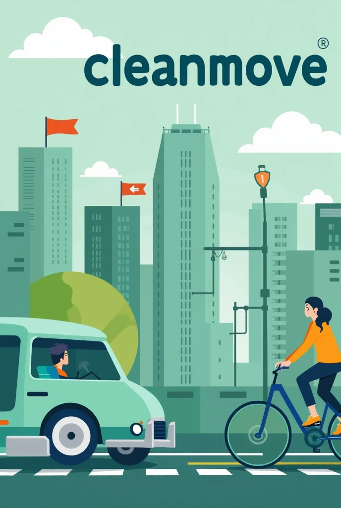 Image présent cette idée Cleanmove : Contribute to reducing the effects of non-ecological transportation while promoting more sustainable and environmentally friendly mobility Pour faire dans le présentation et les slide