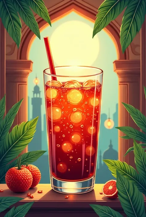 I want you to design a digital poster for me about the tamarind drink that Egyptians drink during Ramadan