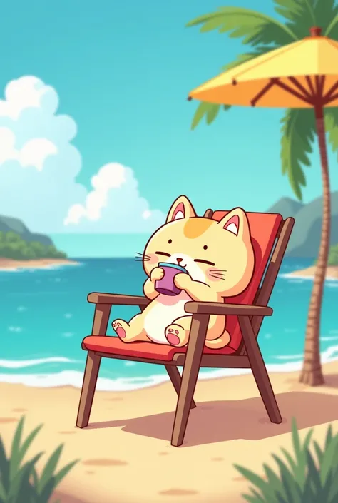 cartoon cat sitting in a chair drinking a drink and drinking a beverage, anime visual of a cute cat, the cat is drinking tea, bbwchan, kawaii cute dog, a cat sipping coffee, relaxing after a hard day, telegram sticker, bluey, cartoonish cute, he is very re...