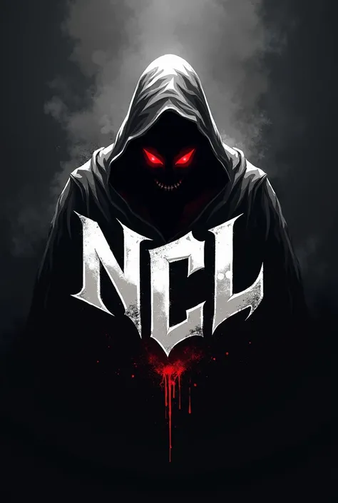 Logo e-sport with text NCL theme unholy nocturnal, black and white