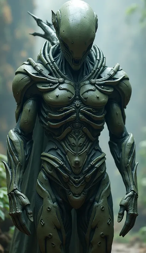 Human, fantasy, completely covered with biological alien armor, good quality, atmosphere of a science fiction alien movie, good lighting,