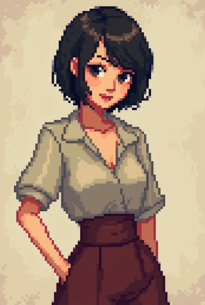 Make an image of a woman in pixel art 