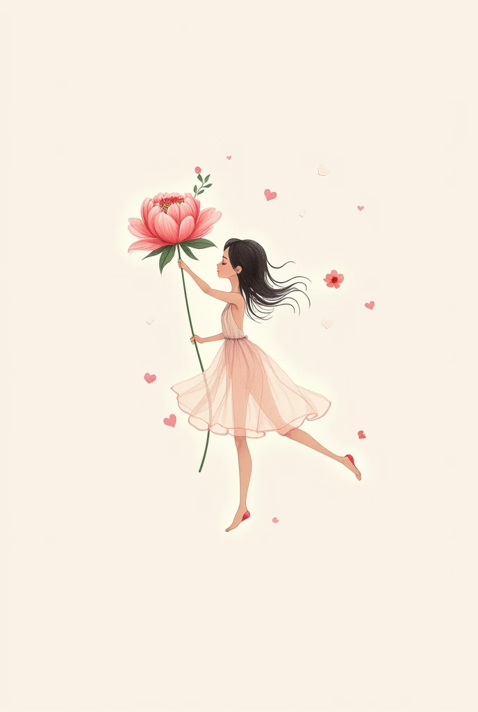 drew a logo named peony with the idea of ​​a girl.drawn with 1 stroke