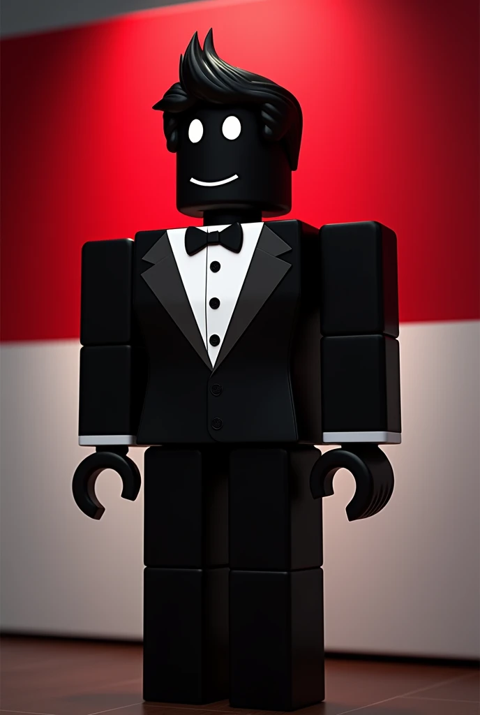  Make sure the character is roblox and on the back there is an indonesian flag and it says bloxChampionID make sure it is high quality make sure the dress looks professional by wearing a tuxedo and then behind/background there is an indonesian flag 