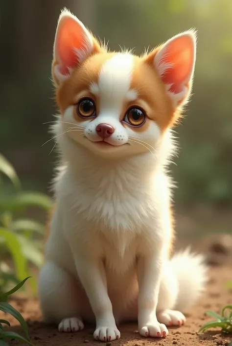 Cross between white female Huron and brown male Chihuhua 