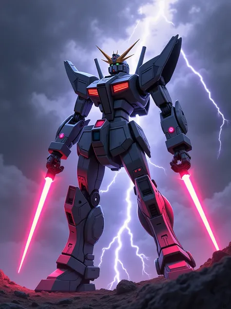 score_9, score_8_up, score_7_up, score_6_up, score_5_up, score_4_up, source_anime,A towering, insectoid-inspired mecha stands alone amidst a backdrop of swirling dark clouds. Its sleek, metallic exoskeleton gleams under diffused lightning strikes, revealin...