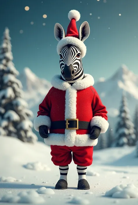 A zebra wearing a Santa