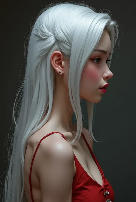 santagirl,(front focus)， (in the dark:1.6)， Hyperrealist portrait of female by david hockney and alphonse mucha， fantasy art， Side profile， backless，photo realistic， dynamic lighting， artstation， poster， volumetric lighting， very detailed faces， 4 k， award...