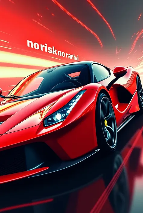 I need an image more like a poster that says "no risk no rari" in this context its a Ferrari so add one to the image