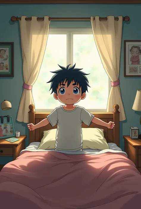 Send a boy who is the father of a man getting out of bed anime 