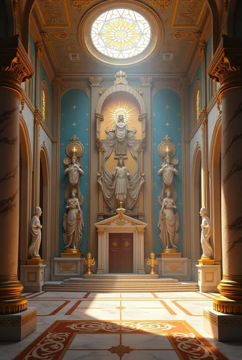 The great hall of the Academy of Magic of the Kingdom of Alezian has images of gods, decorated with images of gods and images of teachers, and has all two groups: gods 