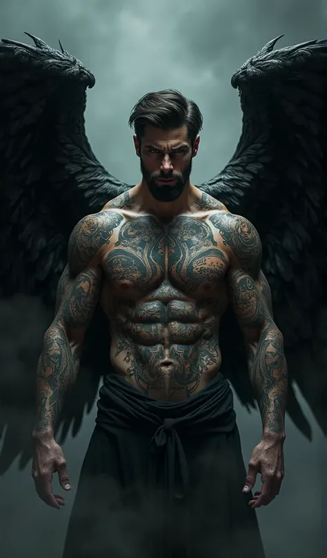 Dark Angel tattooed