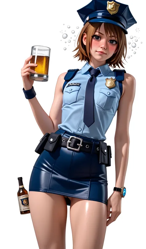  One girl ,  Kairi from Kingdom Hearts,  viewers(Blushed face:1.0),real skin ,small breasts,  shiny hair ,  Super Detailed Black Eyes,( Equipped Police Belt :1.2),( watch ),( shot from the front:1.2),24K,(Standing in a sexy pose:1.2),(Drunk:1.2),(Seduce 1....