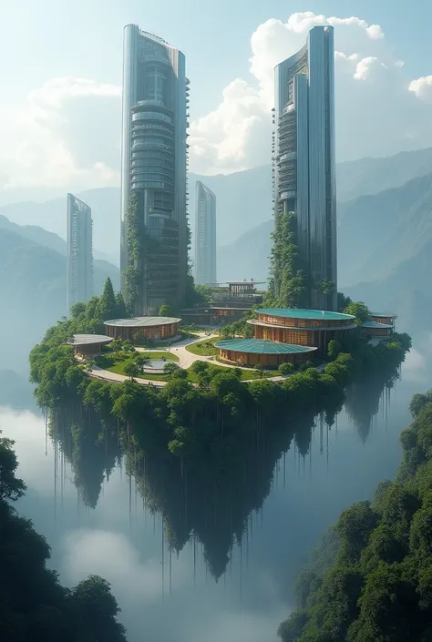  City floating high in the atmosphere

• Aesthetics : modern urban architecture ,  with tall buildings , large houses ,  a large central square and several forests with hanging gardens 

• Location:  Suspended over the ancient Himalayas ,  reflecting the s...